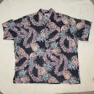 Vintage Hilo Hattie Hawaiian Pineapple Leis Shirt: Size XXL